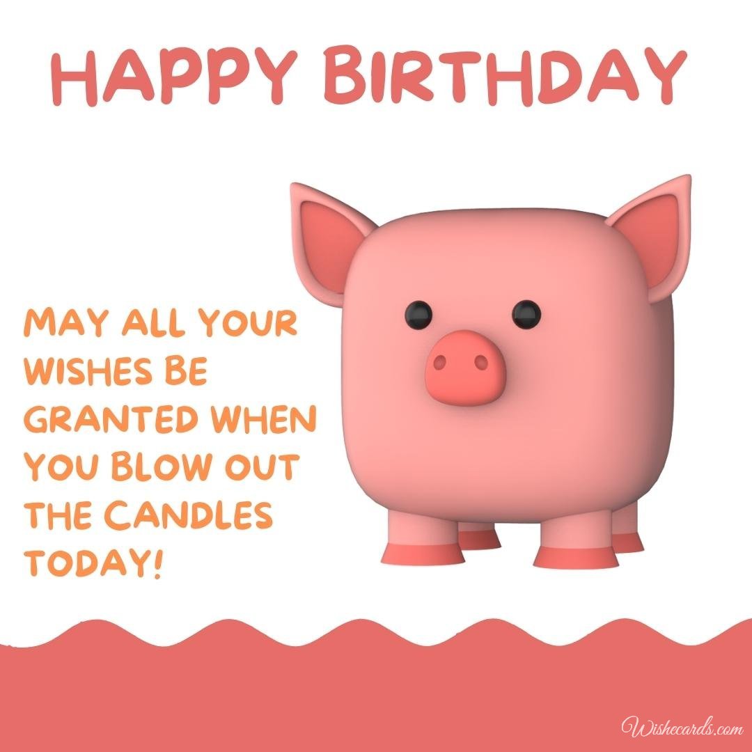 Happy Birthday Ecard With Pig