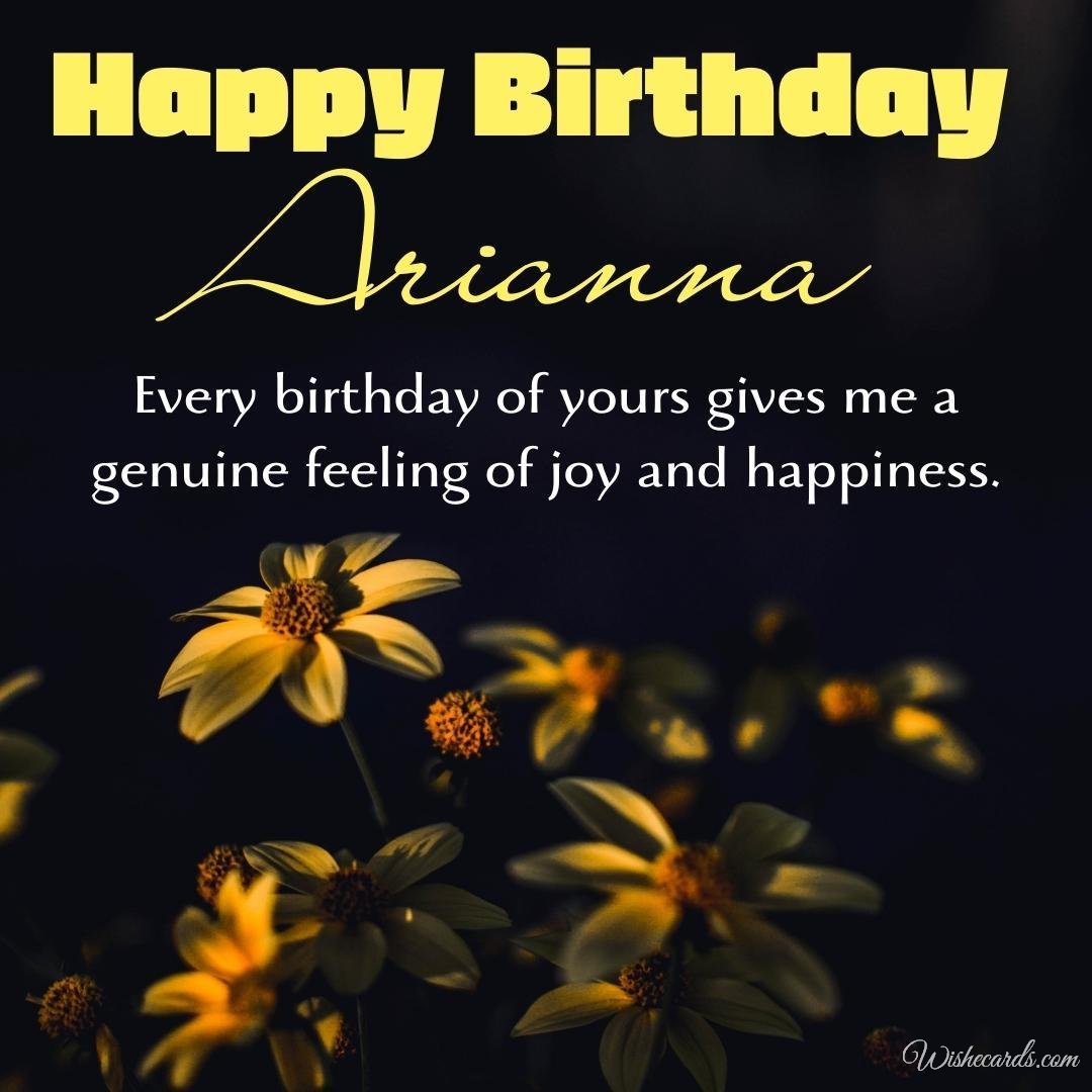 Happy Birthday Greeting Ecard For Arianna