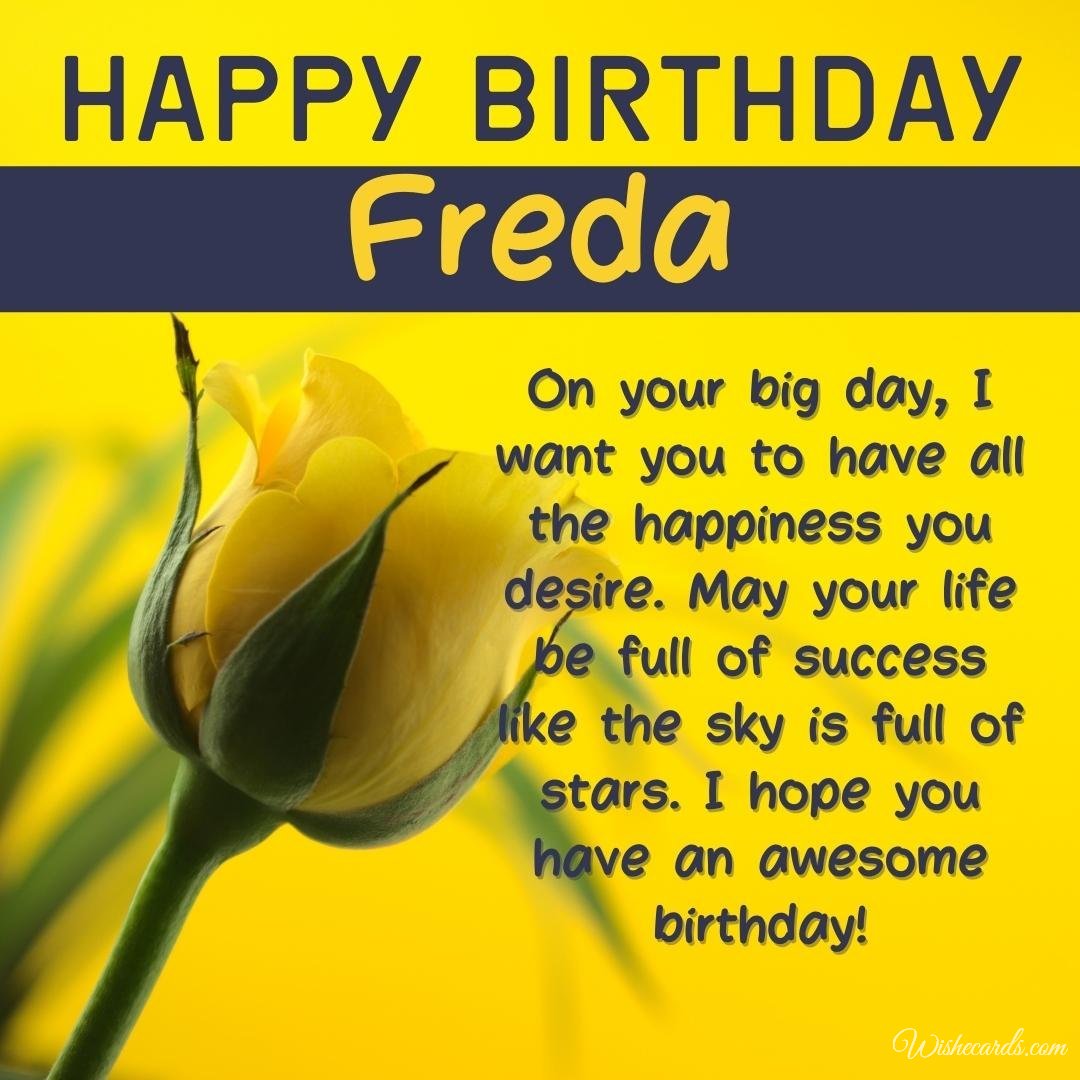 Happy Birthday Greeting Ecard For Freda