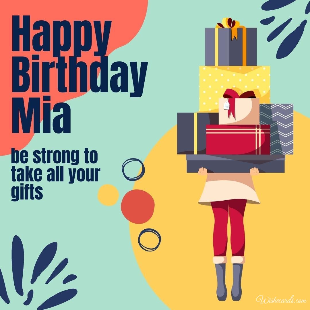 Happy Birthday Greeting Ecard For Mia