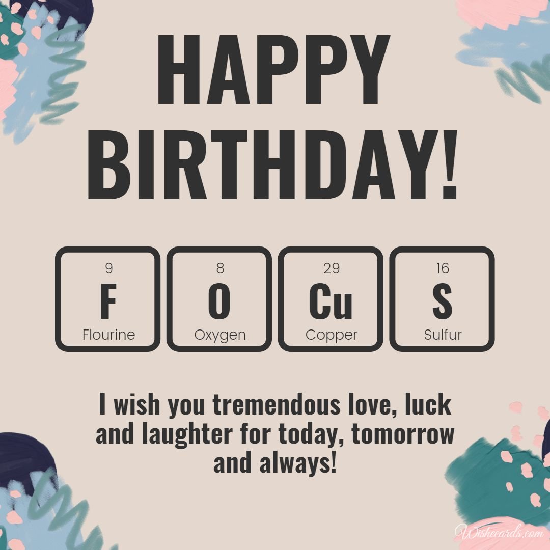 Happy Birthday Greeting Ecard to Chemist