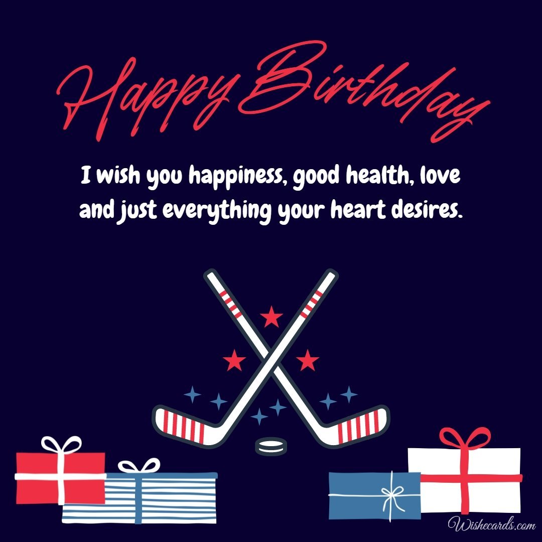 Happy Birthday Greeting Ecard to Hockey Player