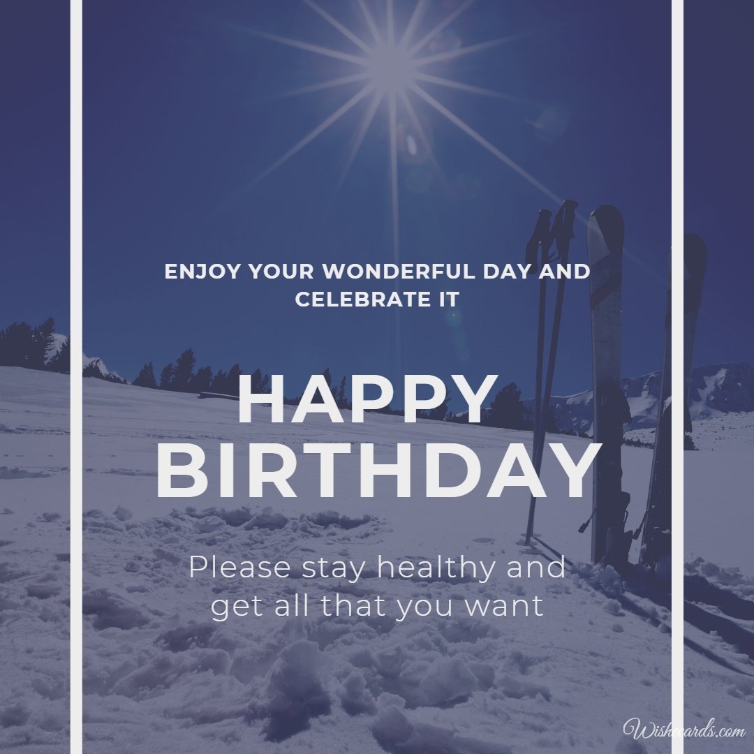 Happy Birthday Greeting Ecard To Skier
