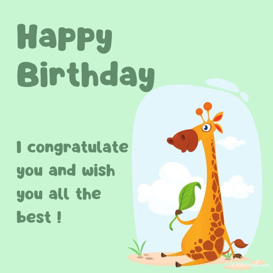 Happy Birthday Greeting Ecard with Giraffe
