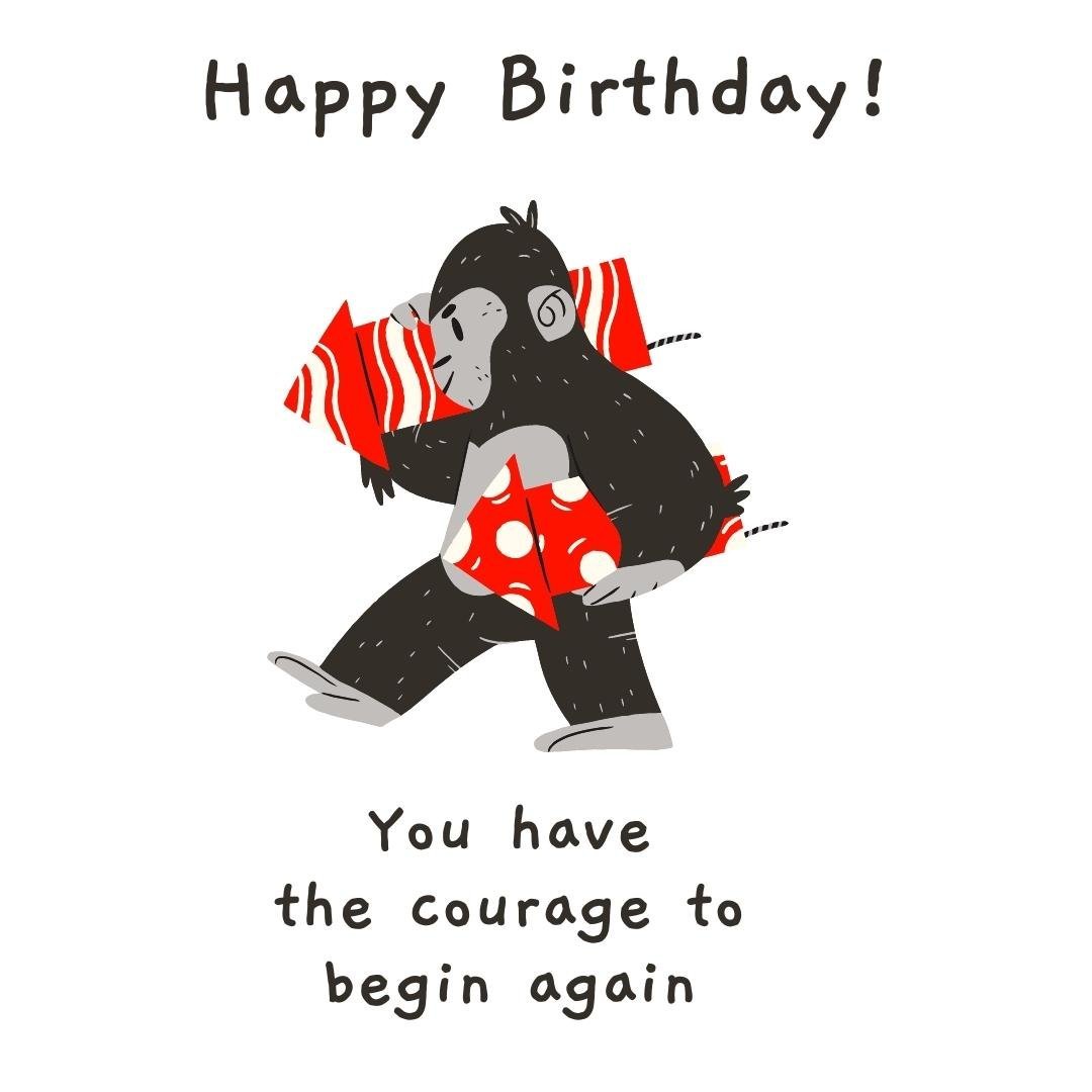 Happy Birthday Greeting Ecard With Monkey
