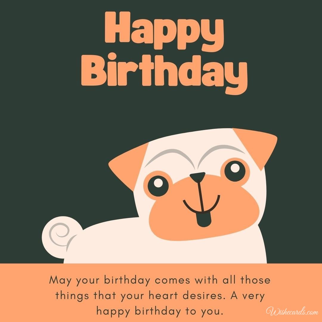 Happy Birthday Greeting Ecard With Pug