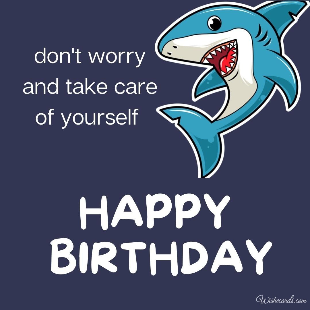 Happy Birthday Greeting Ecard With Shark