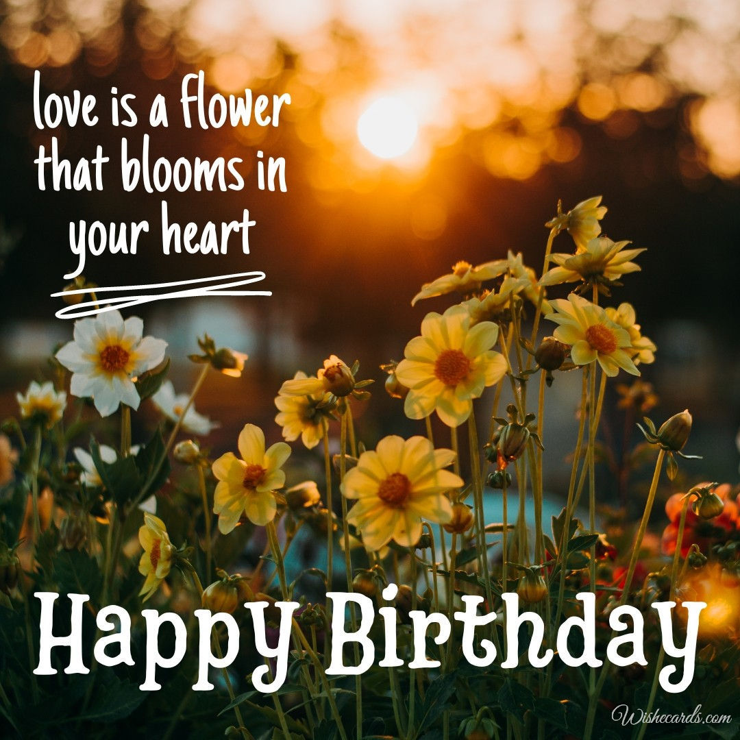 Happy Birthday Image For Woman With Flowers