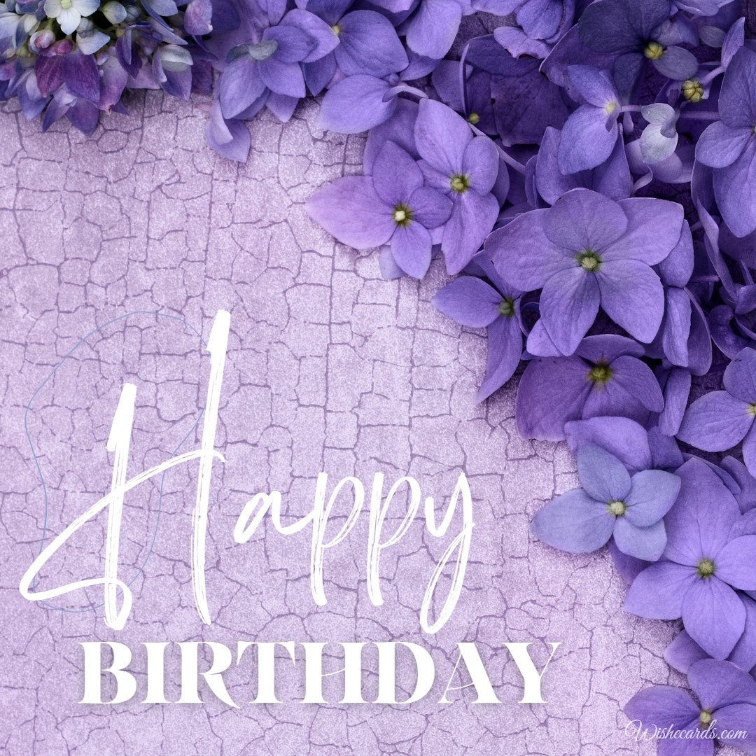 Happy Birthday Picture With Purple Flowers