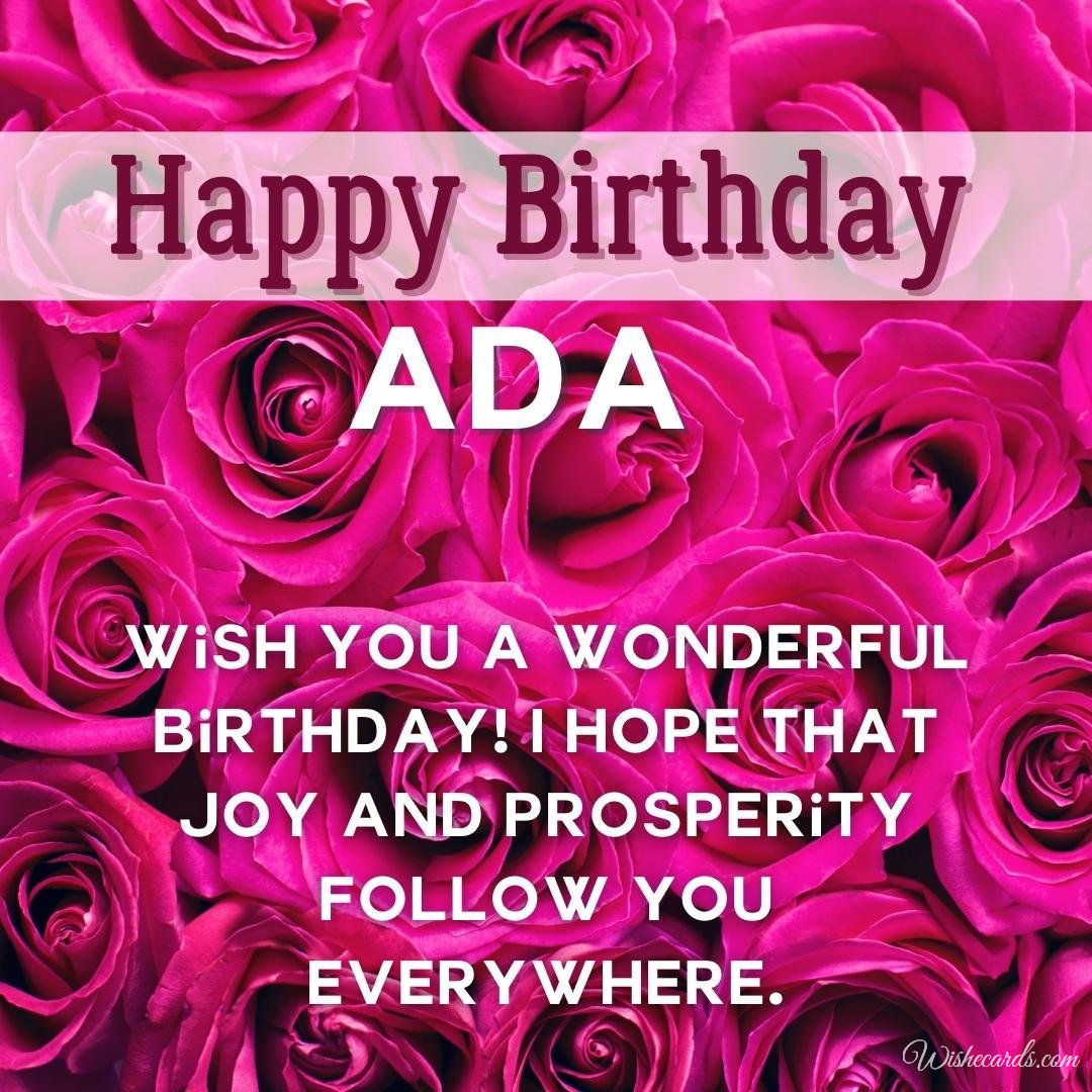 Happy Birthday Wish Ecard for Ada