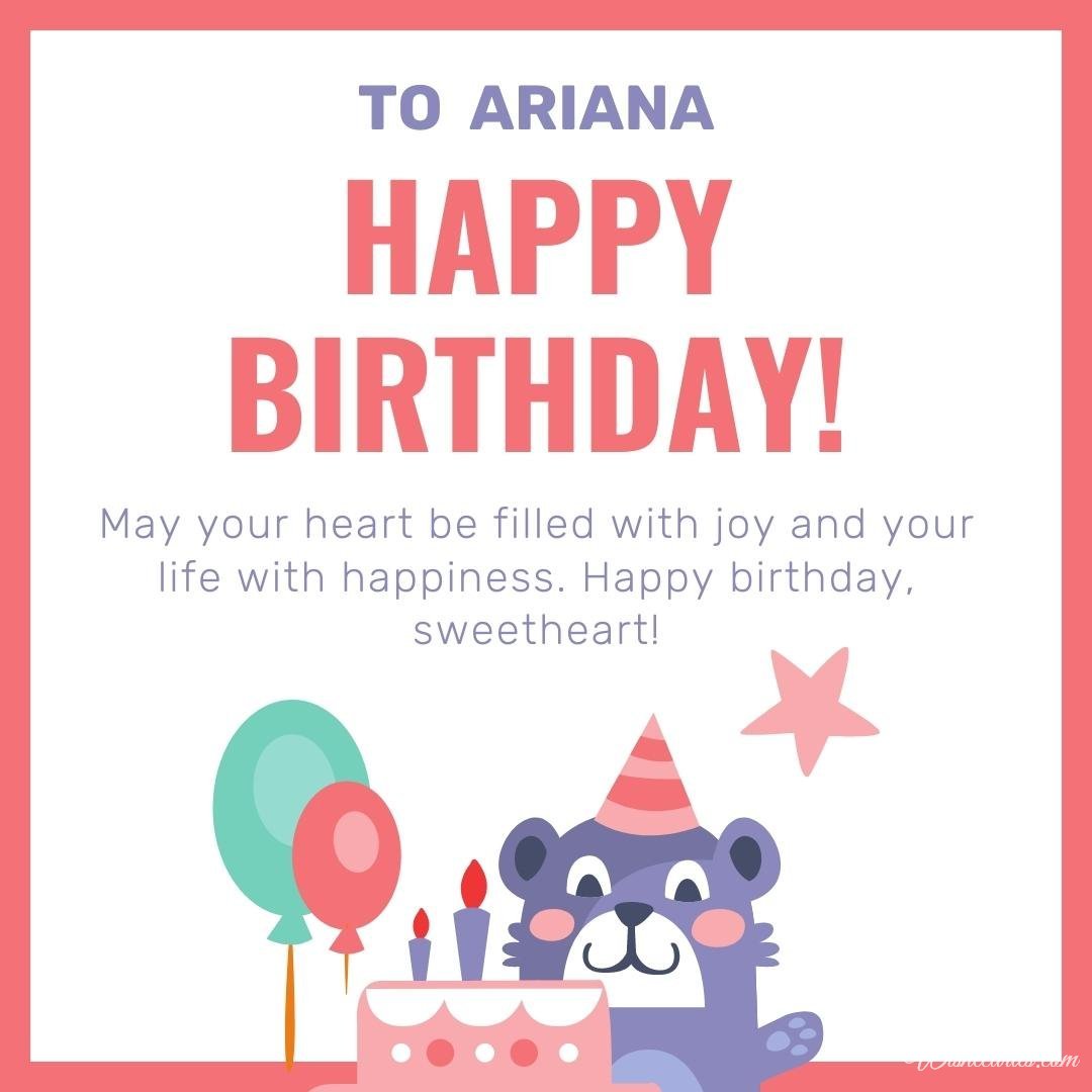 Happy Birthday Wish Ecard for Ariana