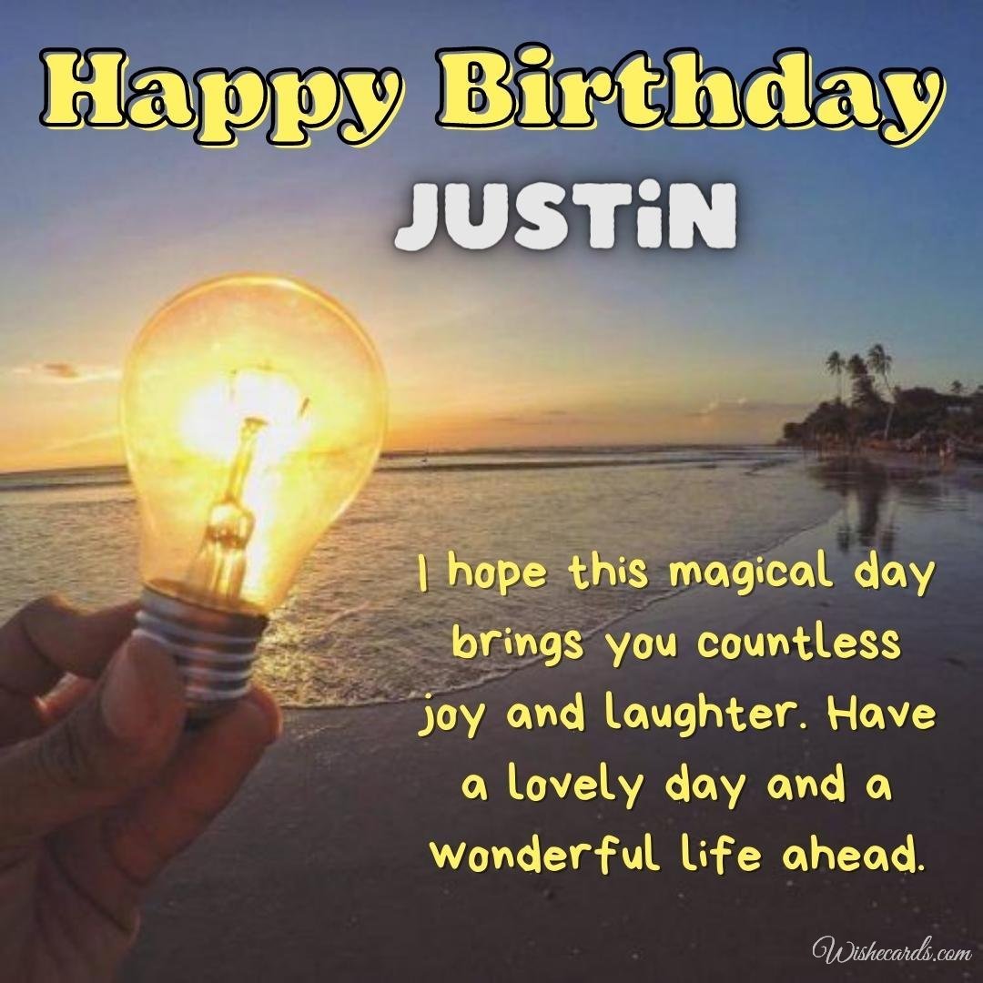Happy Birthday Wish Ecard for Justin