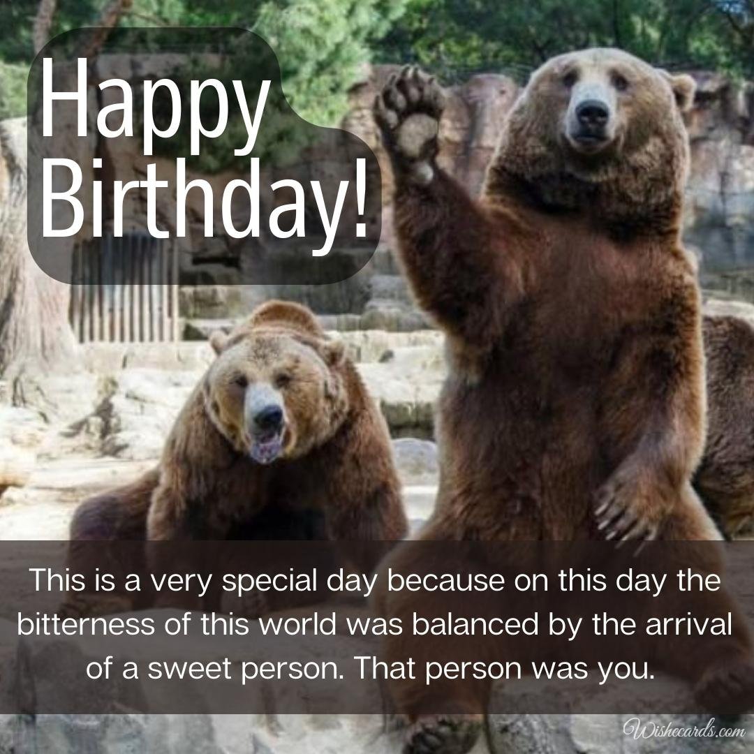 Happy Birthday Wish Ecard with Bear