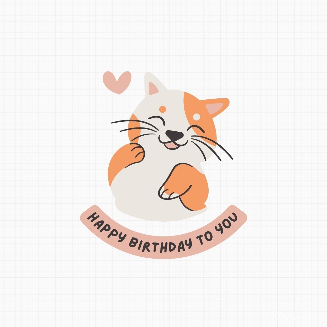 Happy Birthday Wish Ecard with Cat