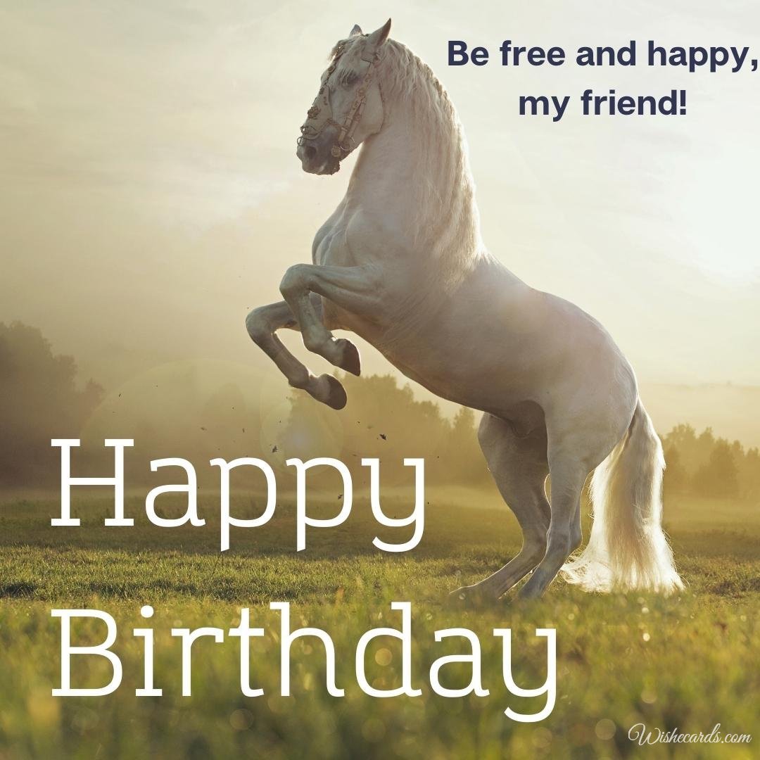 Happy Birthday Wish Ecard with Horse