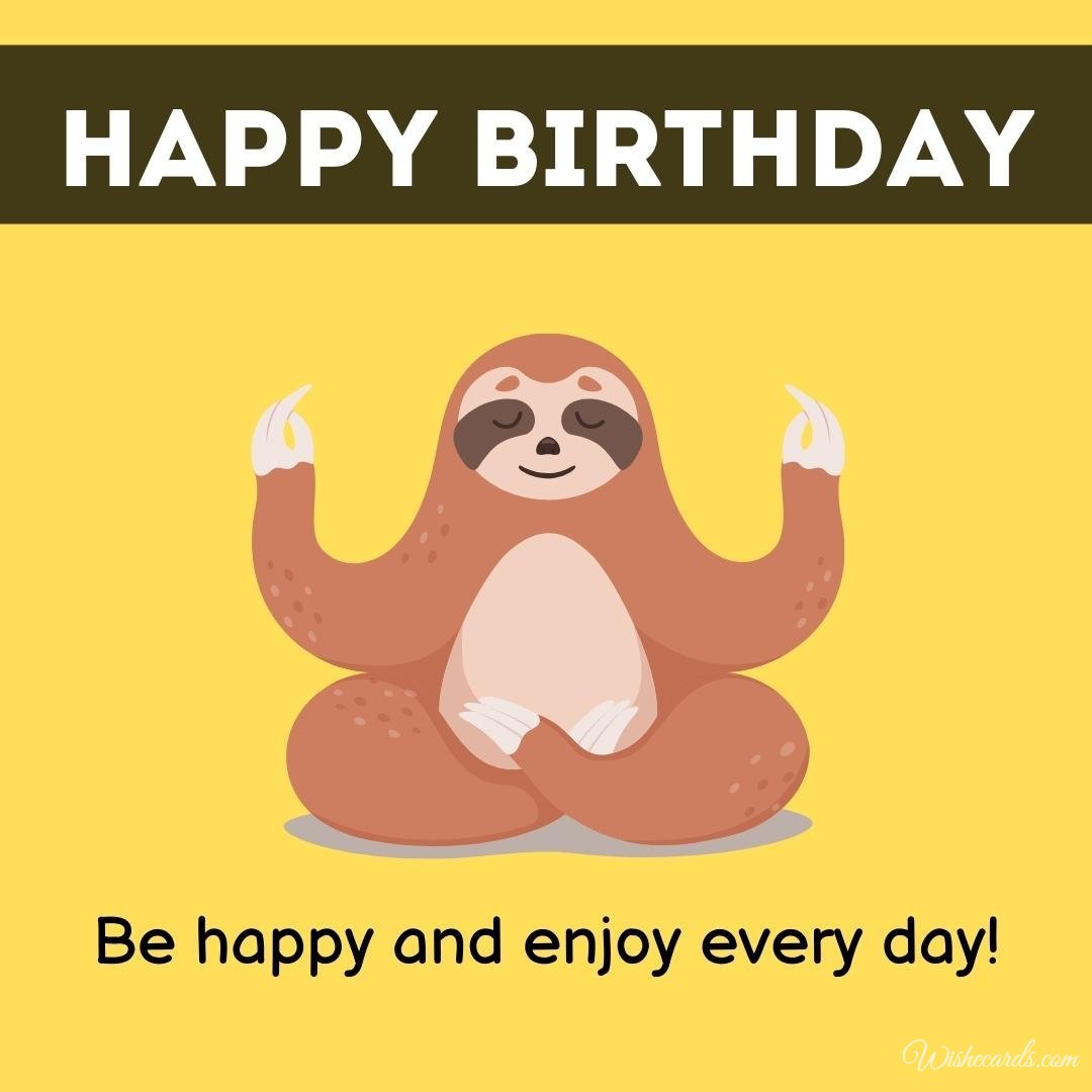 Happy Birthday Wish Ecard with Sloth