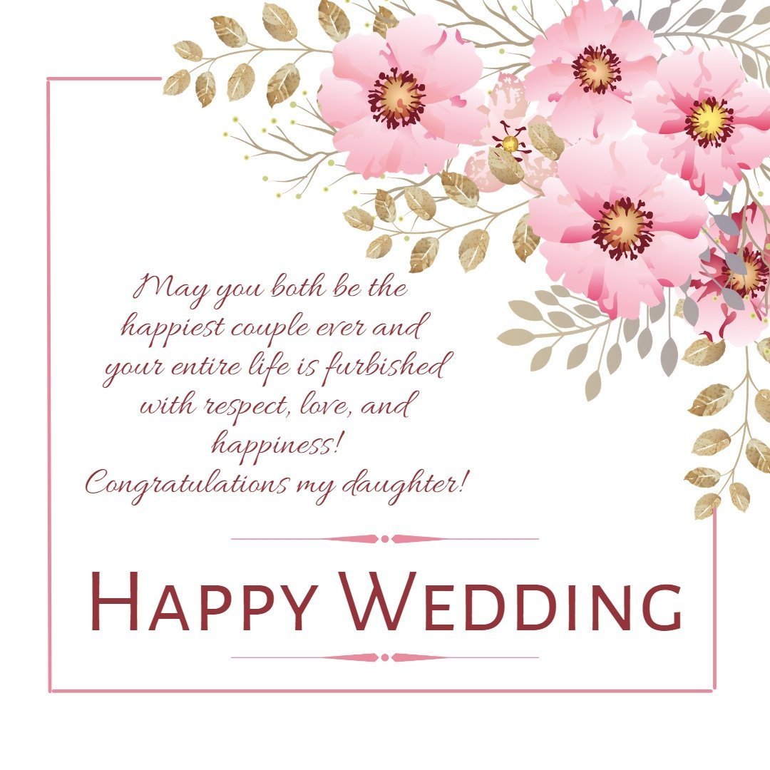 Inspiring Wedding Card For Daughter With Text