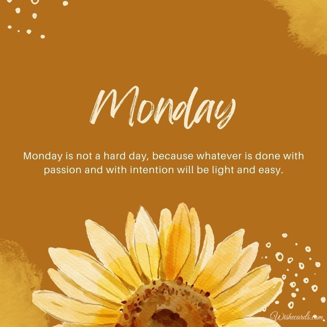 Monday Card with Flower and Text