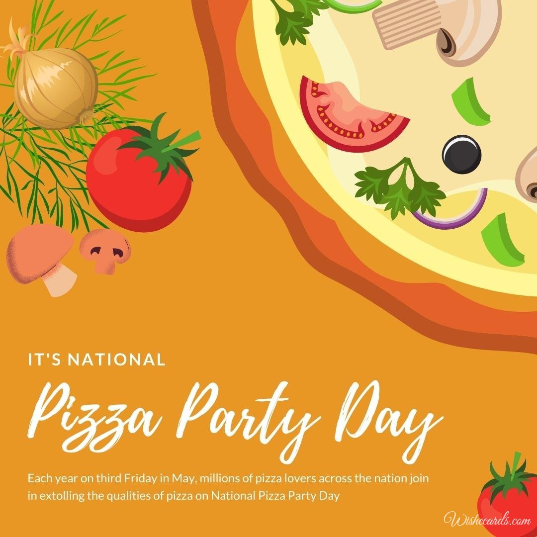 National Pizza Party Day Picture With Text