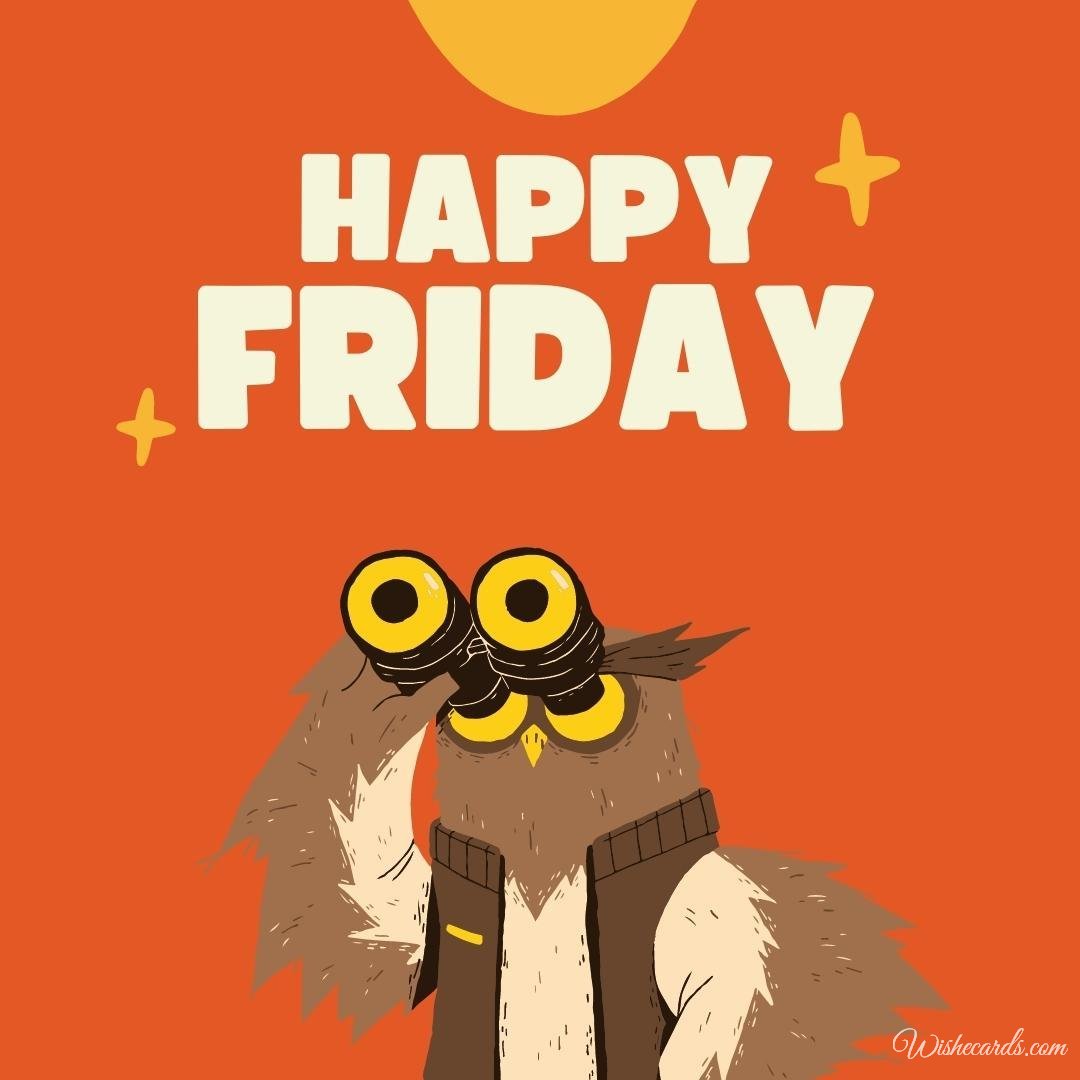Original Happy Friday Card with Funny Bird