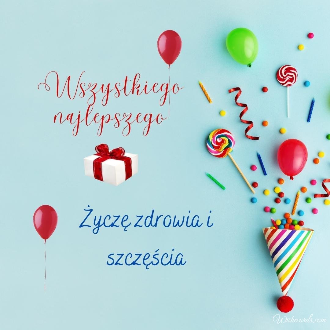 Polish Birthday Greeting Ecard