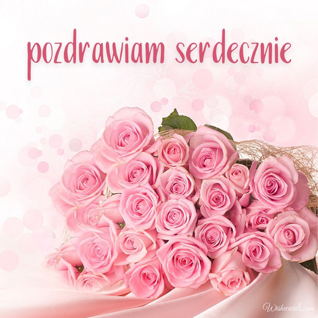 Polish Birthday Image with Roses