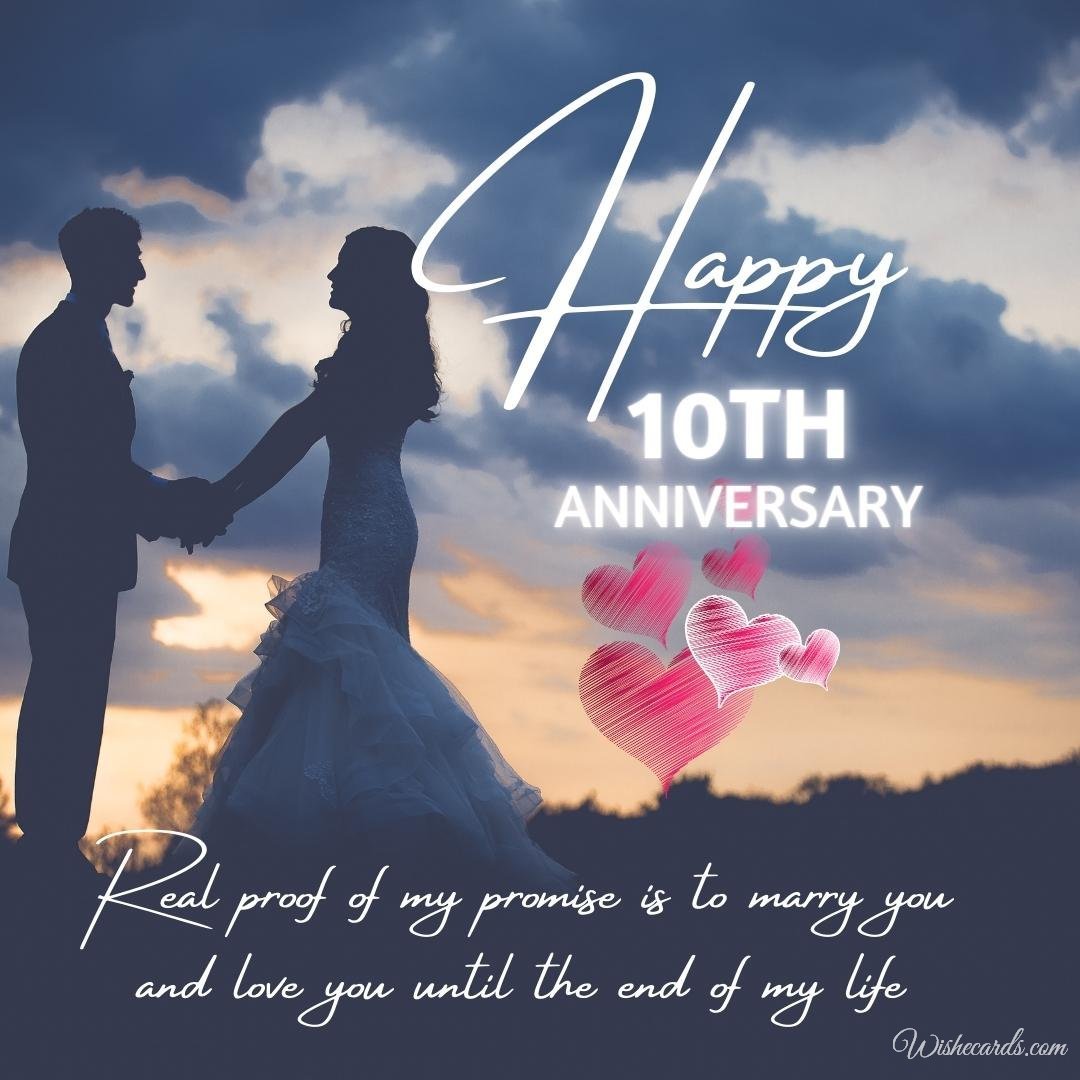Romantic 10th Anniversary Greeting Ecard