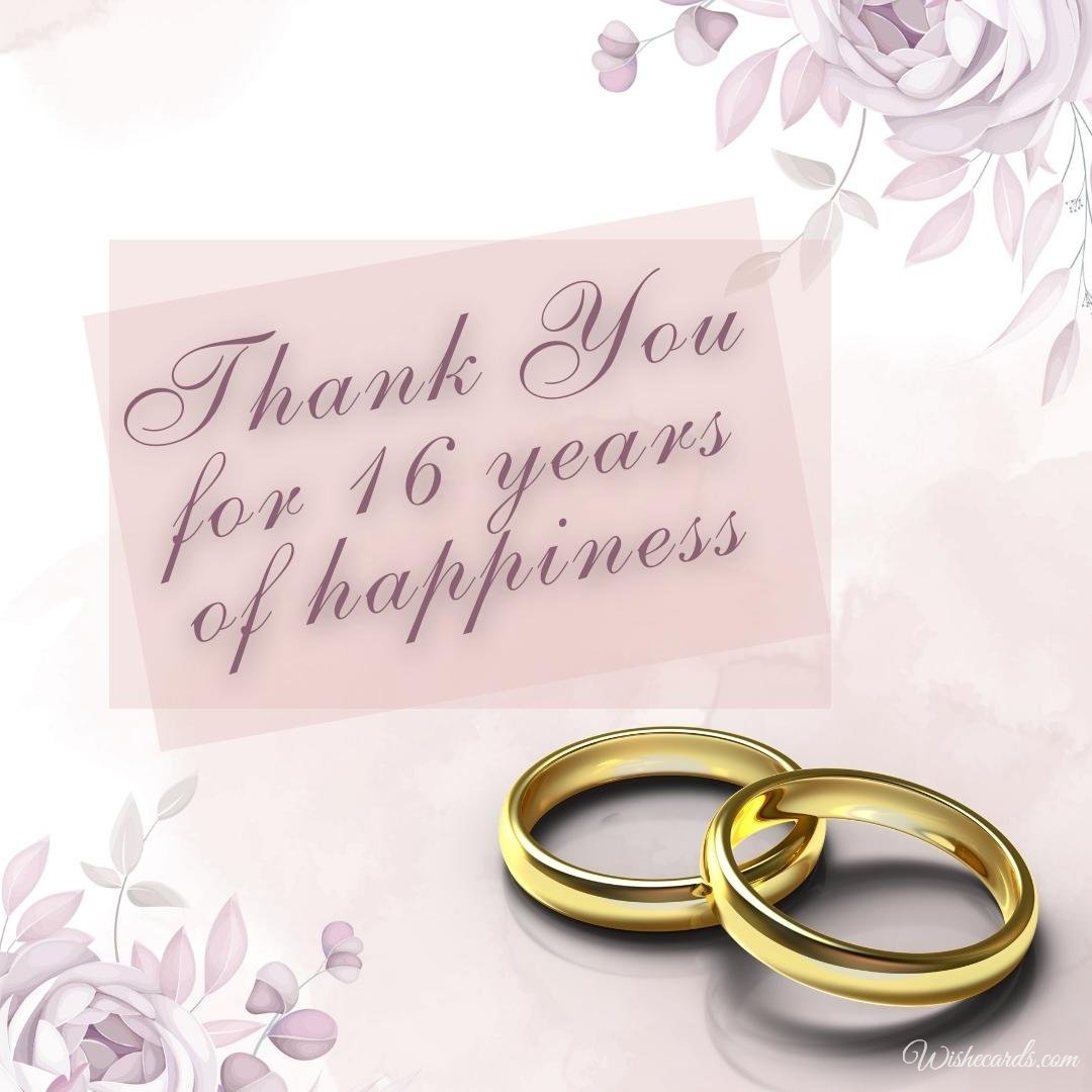 Romantic 16th Wedding Anniversary Ecard with Text