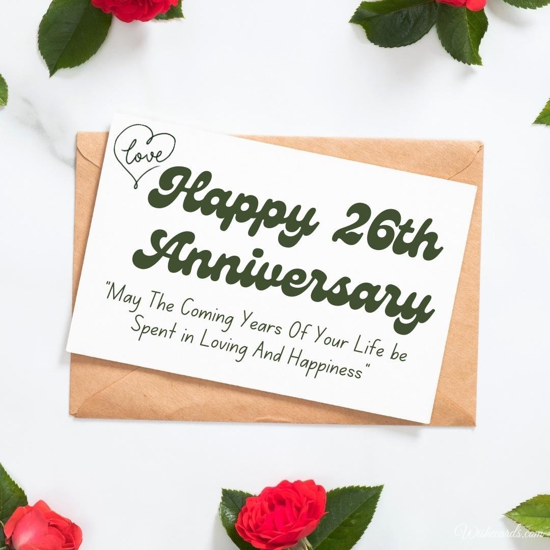 Happy 26th Years Anniversary Cards for Free