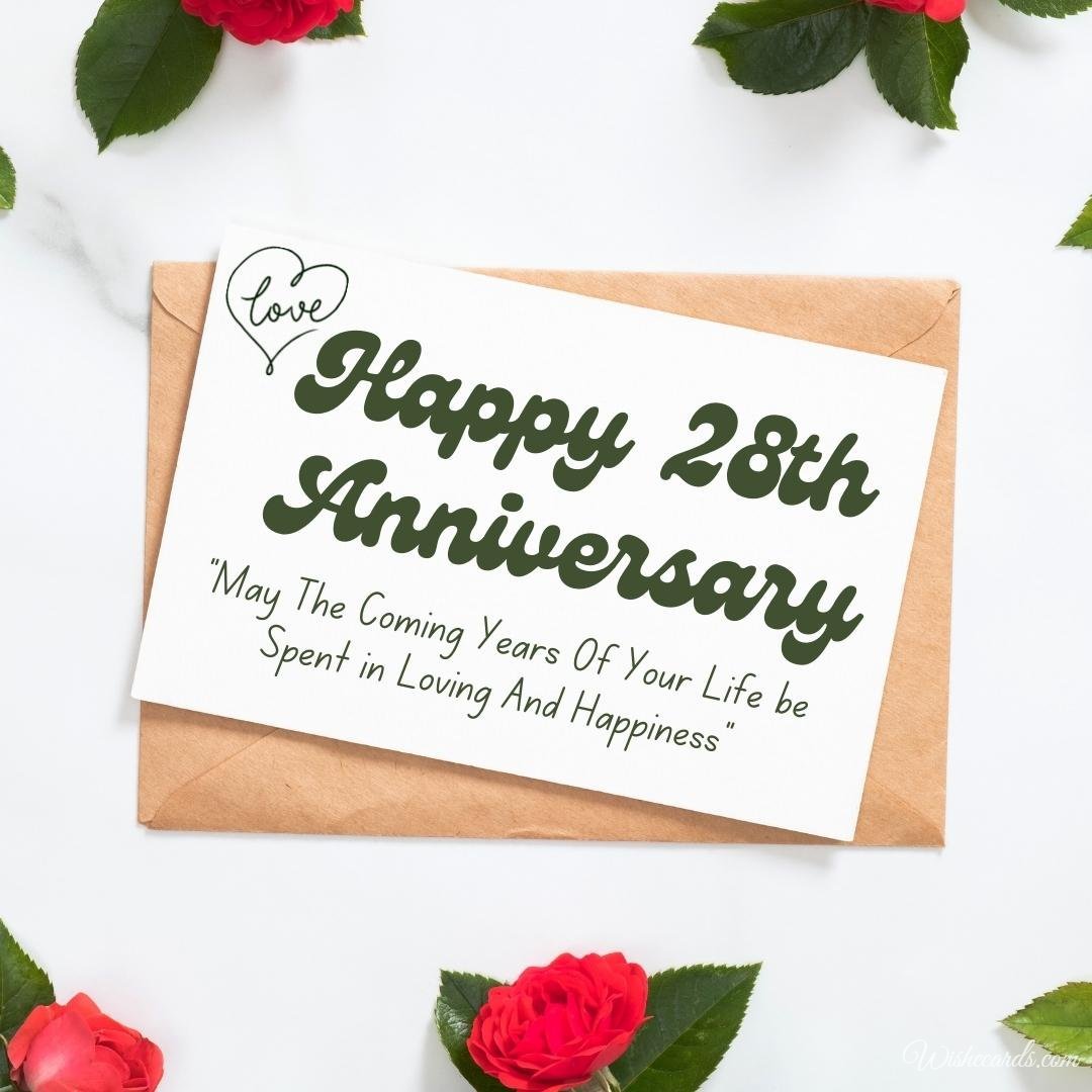 Romantic 28th Anniversary Card with Text
