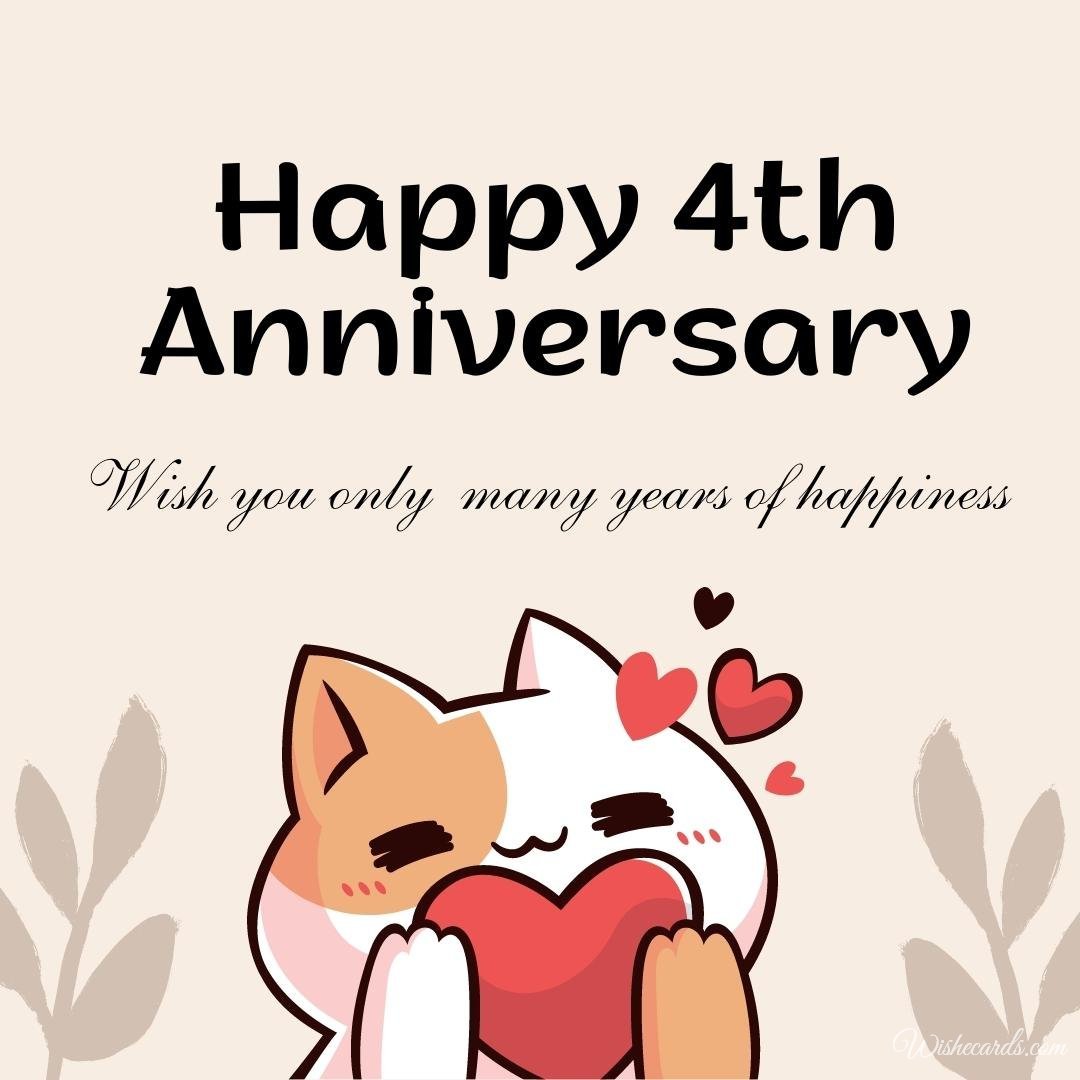 Romantic 4th Anniversary Ecard with Text