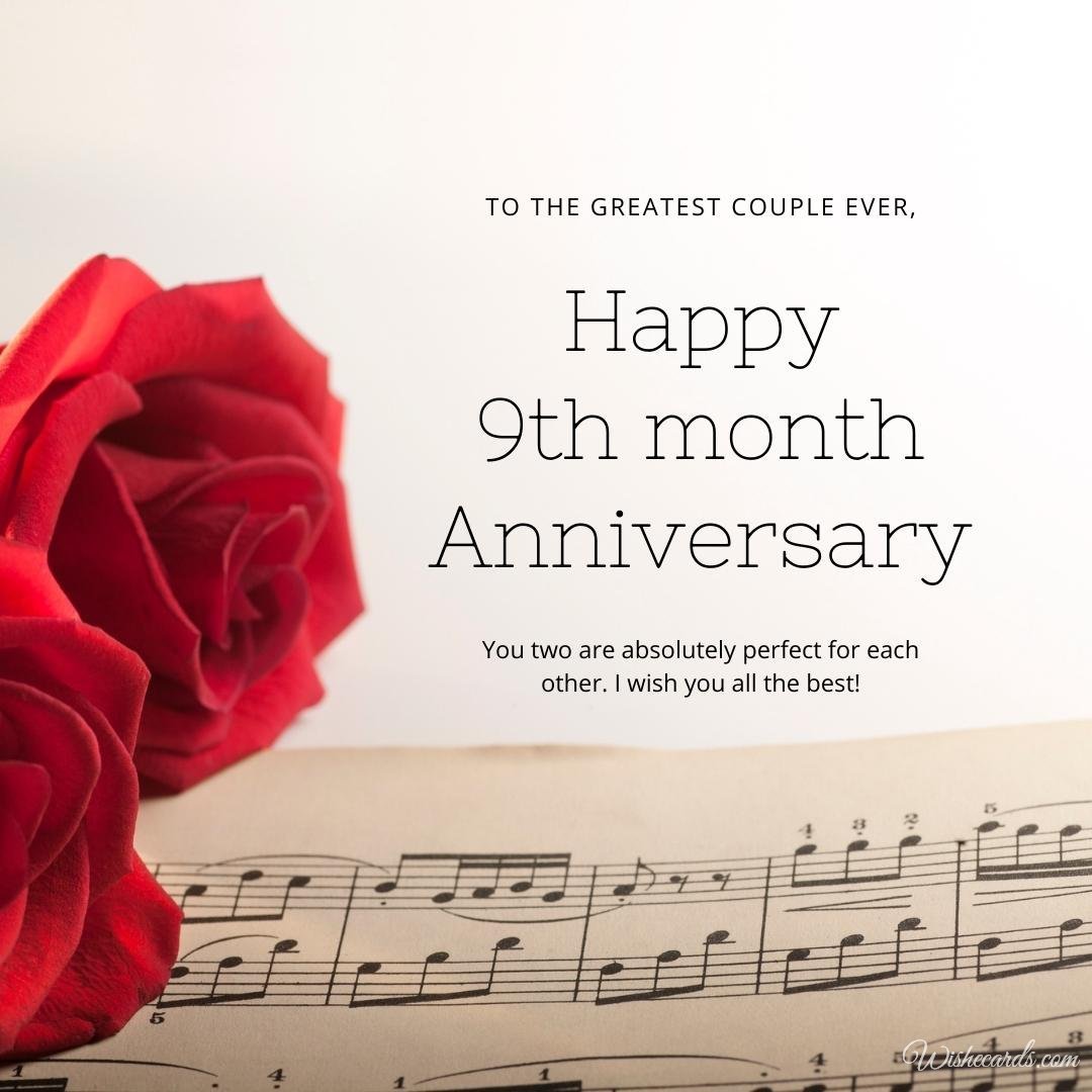 Romantic 9 Month Anniversary Greeting Ecard