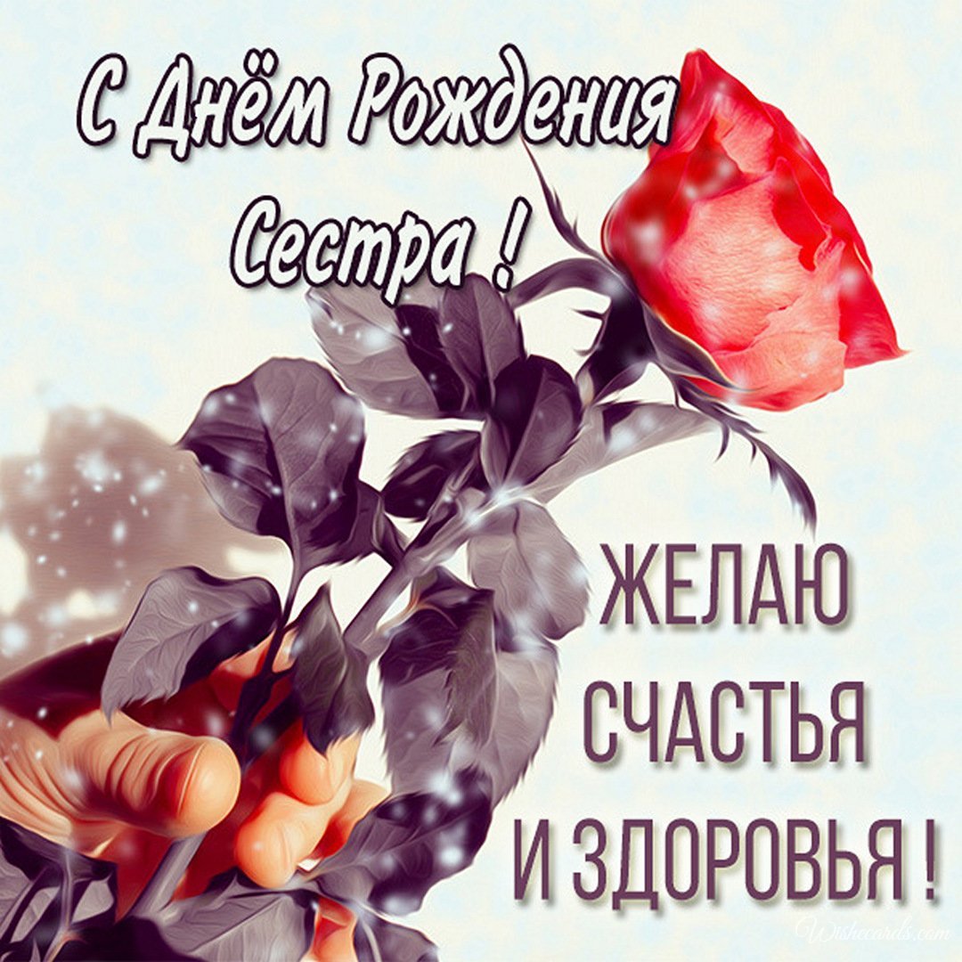 Russian Birthday Greeting Card for Sister