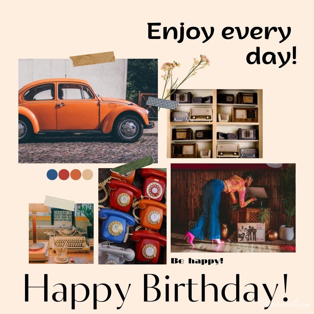 Vintage Happy Birthday Wish Ecard